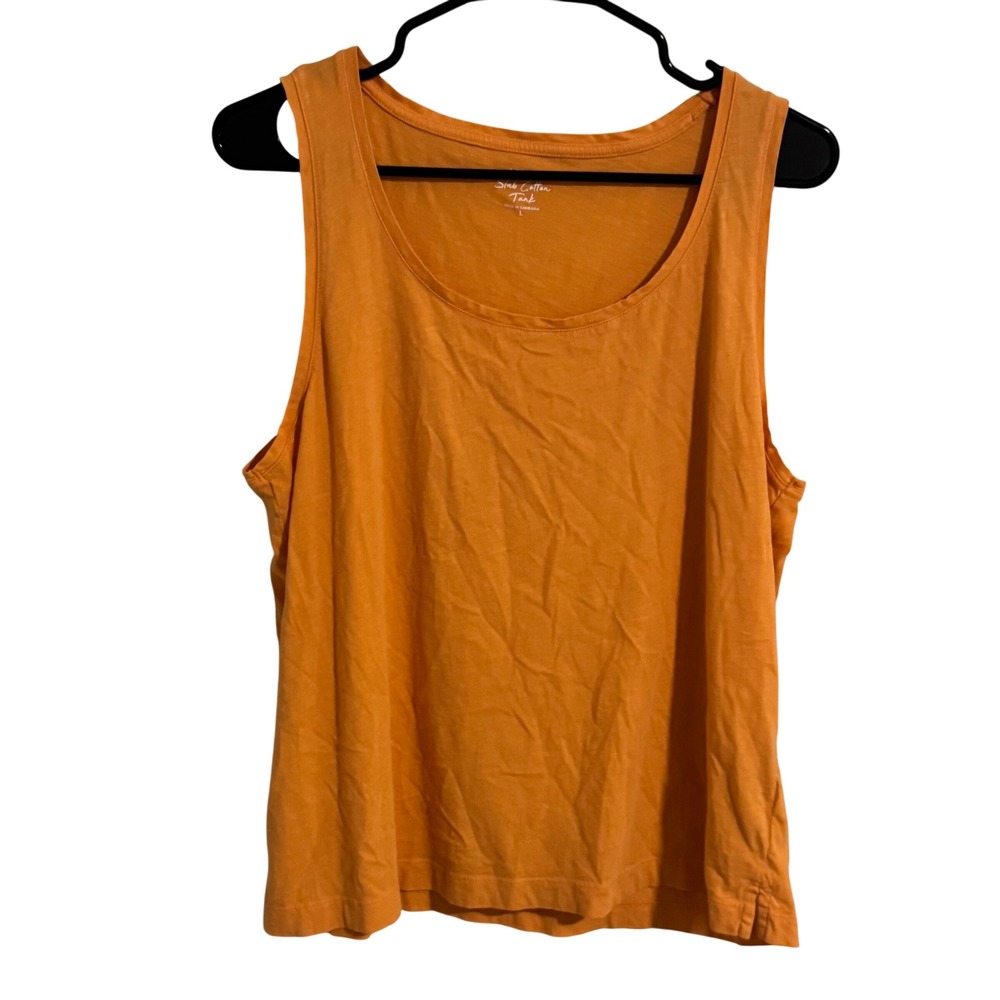 J.Crew Slub Cotton Tank Orange Scoop Neck Sleeveless Top Large L